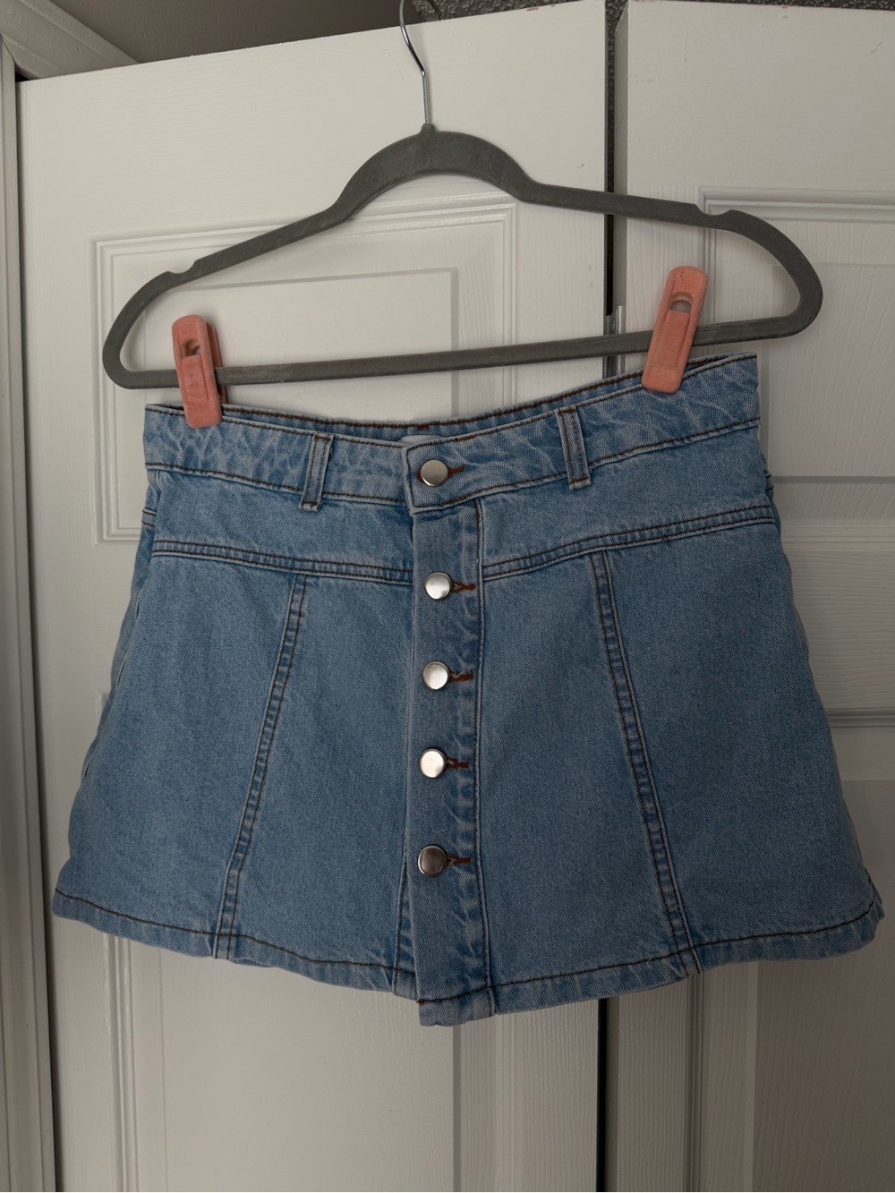 Gianni Bini Light Blue Denim Button-Front Mini Skirt